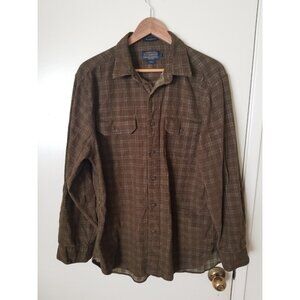 Pendleton Shirt Mens L Fairbanks Corduroy Plaid Button Front Long Sleeve GUC